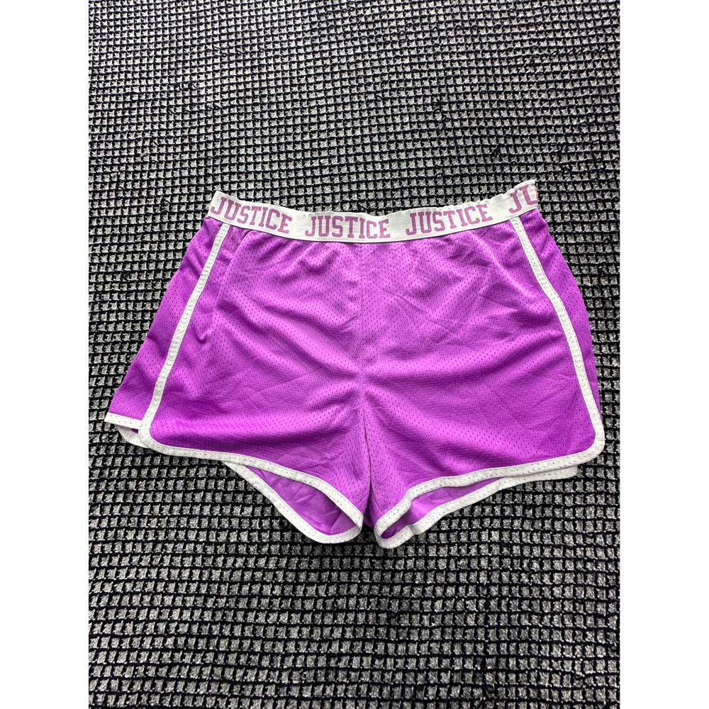 Justice Mesh Athletic Shorts Girls 20 Plus Purple Excellent Dolphin Hem Active